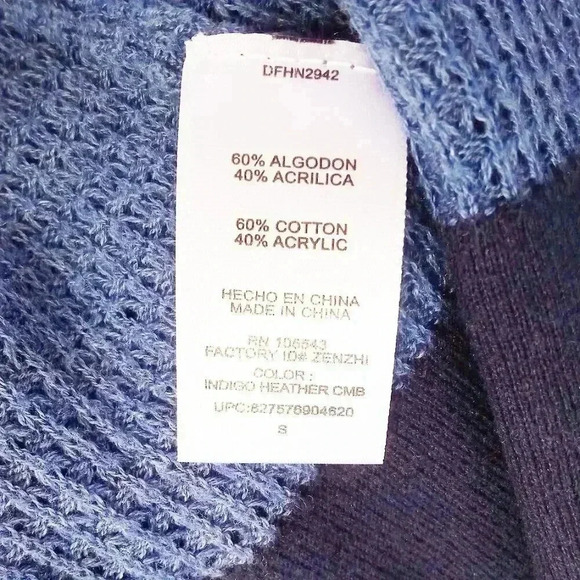 Daisy Fuentes Blue Thermal Knit Open Front Long Sleeve Cardigan Sweater - Picture 5 of 5